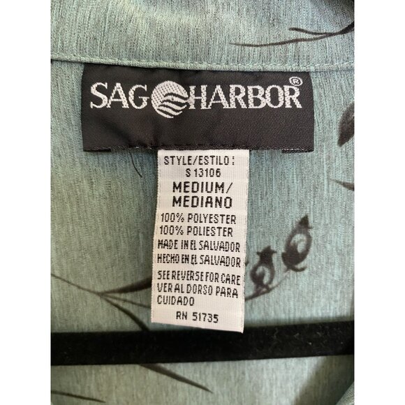 Sag Harbor Green Blouse Womans Medium Polyester Long‎ Sleeve - Picture 5 of 6